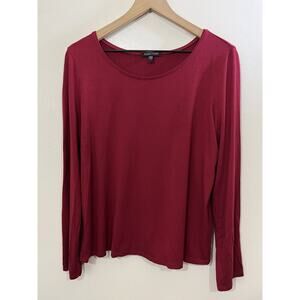 Eileen Fisher Viscose Jersey Minimal Quiet Luxe Boxy Top L Lagom Capsule Scandi